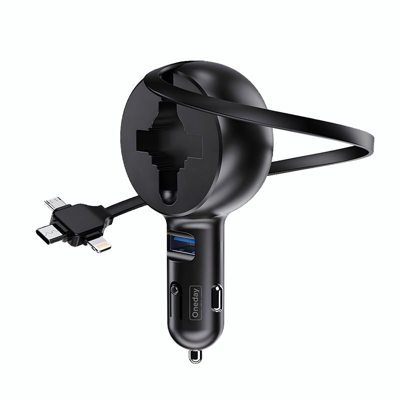 Oneday Customized ER08 USB / TYPEC + IPH + MICRO cable  3 IN 1 car charger