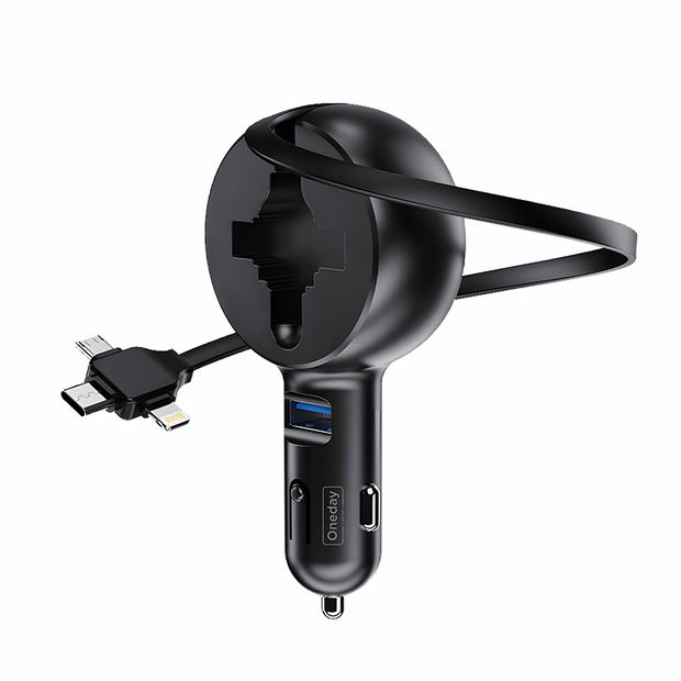 Oneday Customized ER08 USB / TYPEC + IPH + MICRO cable  3 IN 1 car charger