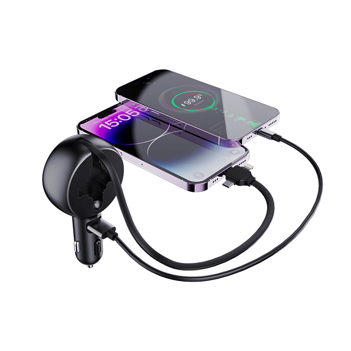 Oneday Customized ER08 USB / TYPEC + IPH + MICRO cable  3 IN 1 car charger
