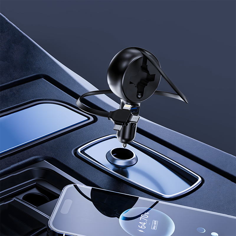 Oneday Customized ER08 USB / TYPEC + IPH + MICRO cable  3 IN 1 car charger