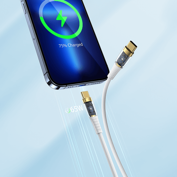 Oneday AA01 65W Type-c to Type-c and 30W Type-c to IPH 120cm  Fast Charging Data Cable