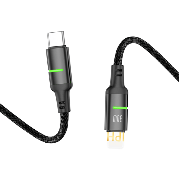 Oneday Hot sale AA02 30W Type-c to IPH Intelligent 100cm LED Fast Charging Data Cable