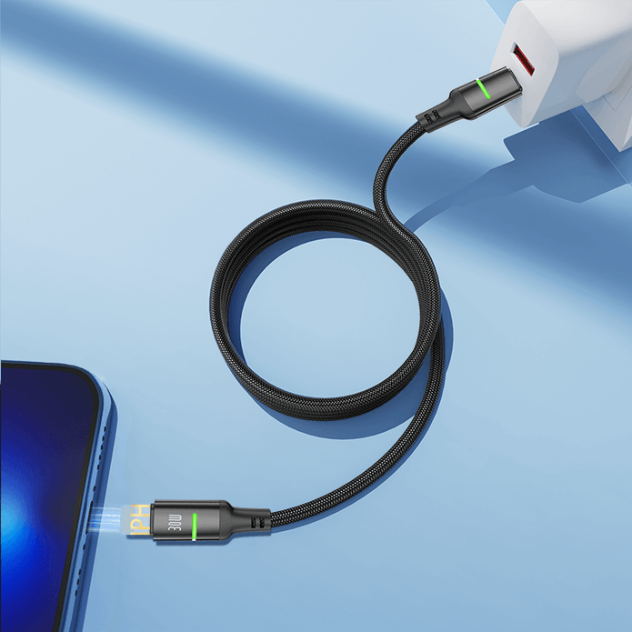 Oneday Hot sale AA02 30W Type-c to IPH Intelligent 100cm LED Fast Charging Data Cable