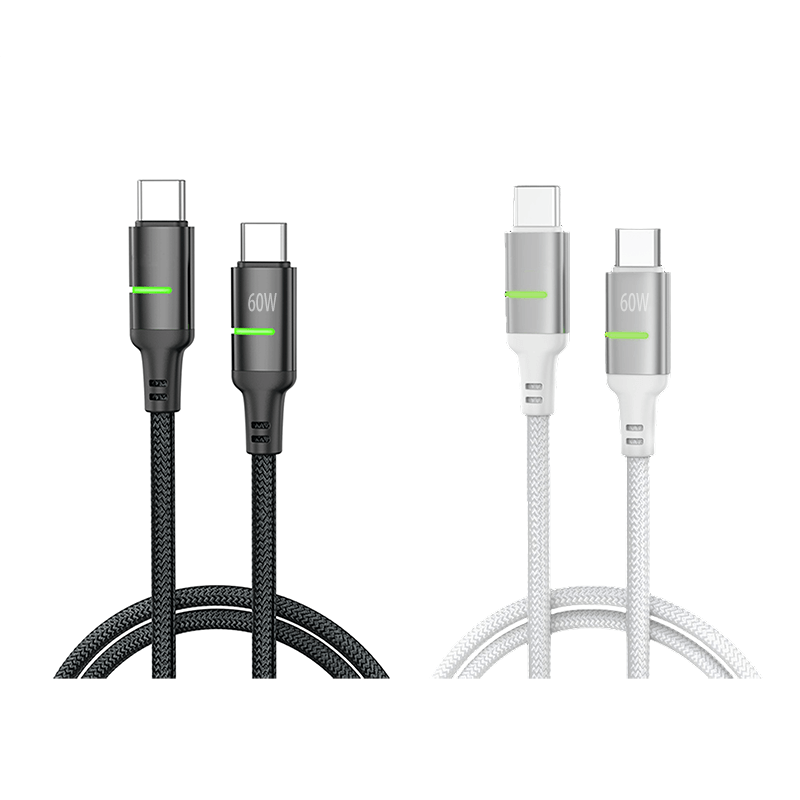 Oneday Hot sale AA02 60W Type-c to Type-c and 30W Type-c to IPH Intelligent 100cm LED Fast Charging Data Cable