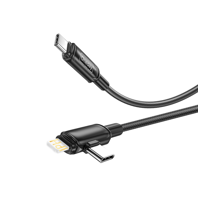 Oneday Hot sale AA04 Type-c to Type-c 60w  + Type-c to IPH 12W 100cm Fast Muti-function Cable