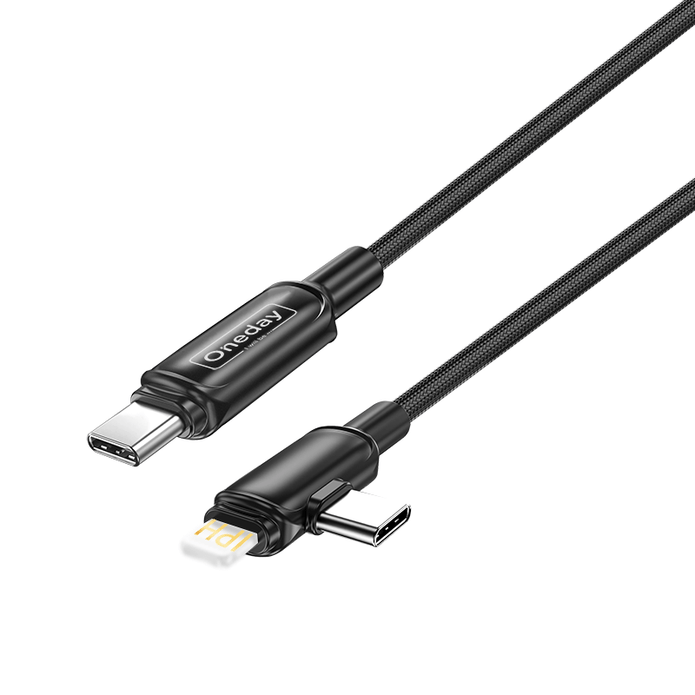 Oneday Hot sale AA04 Type-c to Type-c 60w  + Type-c to IPH 12W 100cm Fast Muti-function Cable