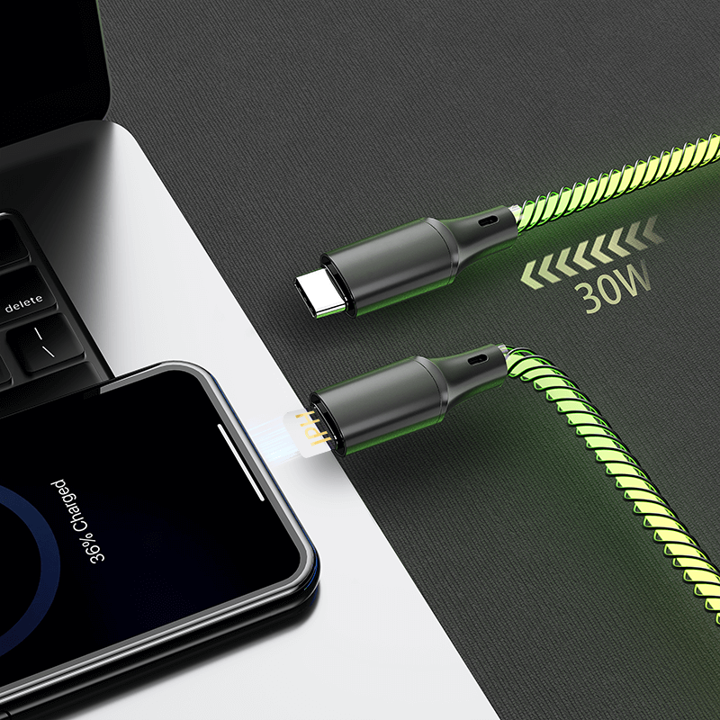 AA07 USB to TYPEC/22.5W USB to IPH/66W TYPEC to TYPEC/30W TYPEC to IPH 100cm Muti-colour RGB fast charging data cable