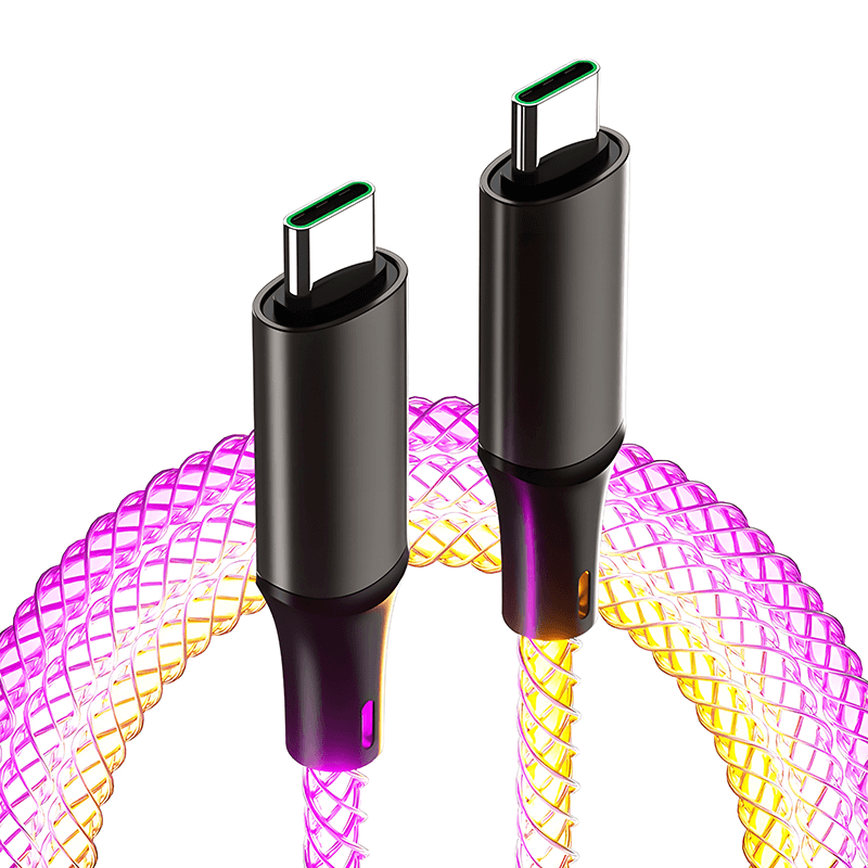 AA07 USB to TYPEC/22.5W USB to IPH/66W TYPEC to TYPEC/30W TYPEC to IPH 100cm Muti-colour RGB fast charging data cable
