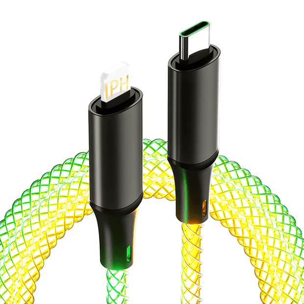 AA07 USB to TYPEC/22.5W USB to IPH/66W TYPEC to TYPEC/30W TYPEC to IPH 100cm Muti-colour RGB fast charging data cable