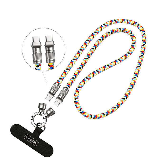 AA08 60W T-ypec to T-ypec/30W T-ypec to IPH 120cm necklace fast charging data cable