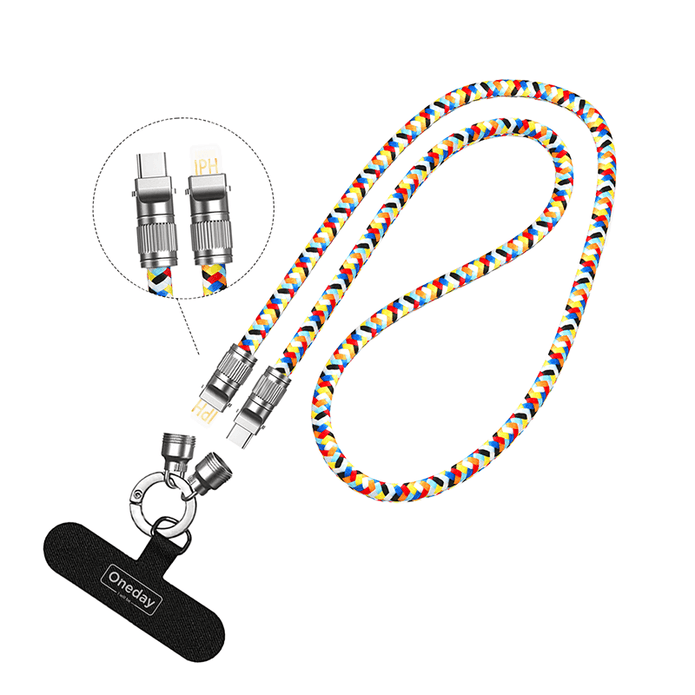 AA08 60W T-ypec to T-ypec/30W T-ypec to IPH 120cm necklace fast charging data cable