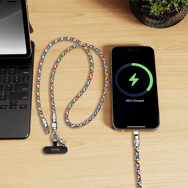 AA08 60W T-ypec to T-ypec/30W T-ypec to IPH 120cm necklace fast charging data cable