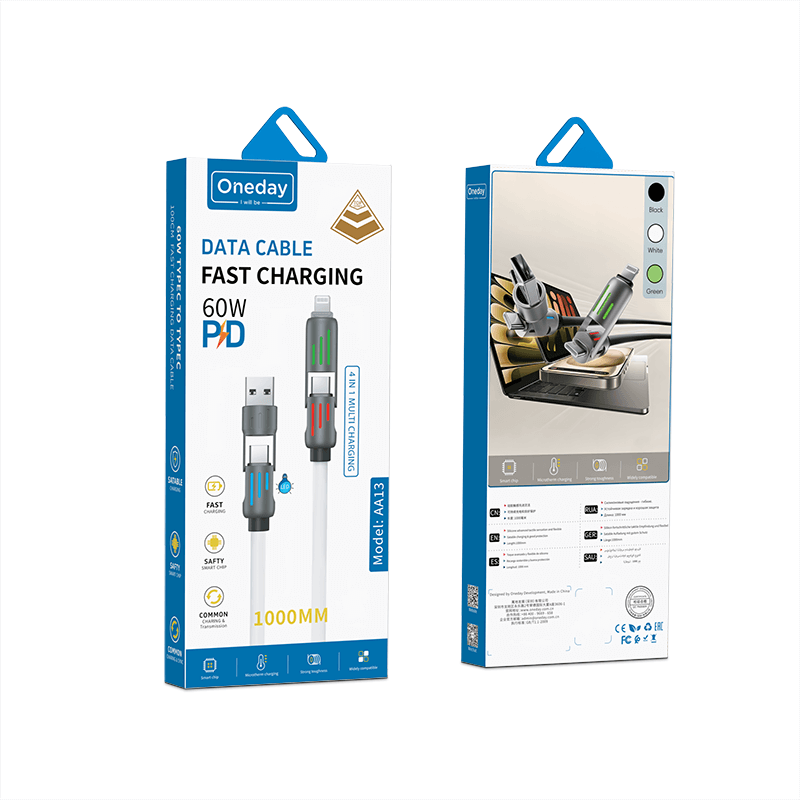 AA13 4 in 1 Alluminum 100cm/200cmfast charging data cable