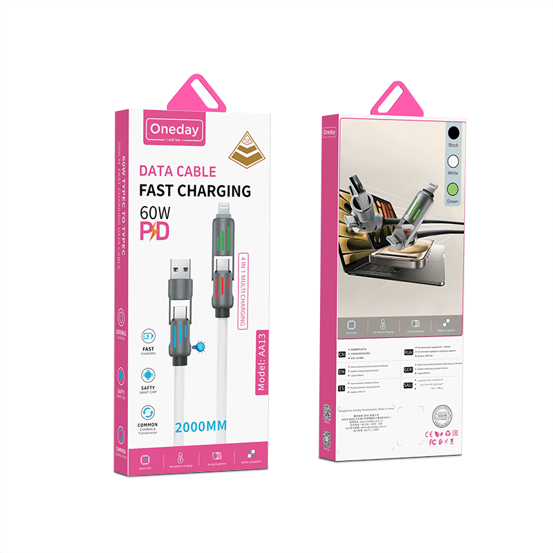 AA13 4 in 1 Alluminum 100cm/200cmfast charging data cable