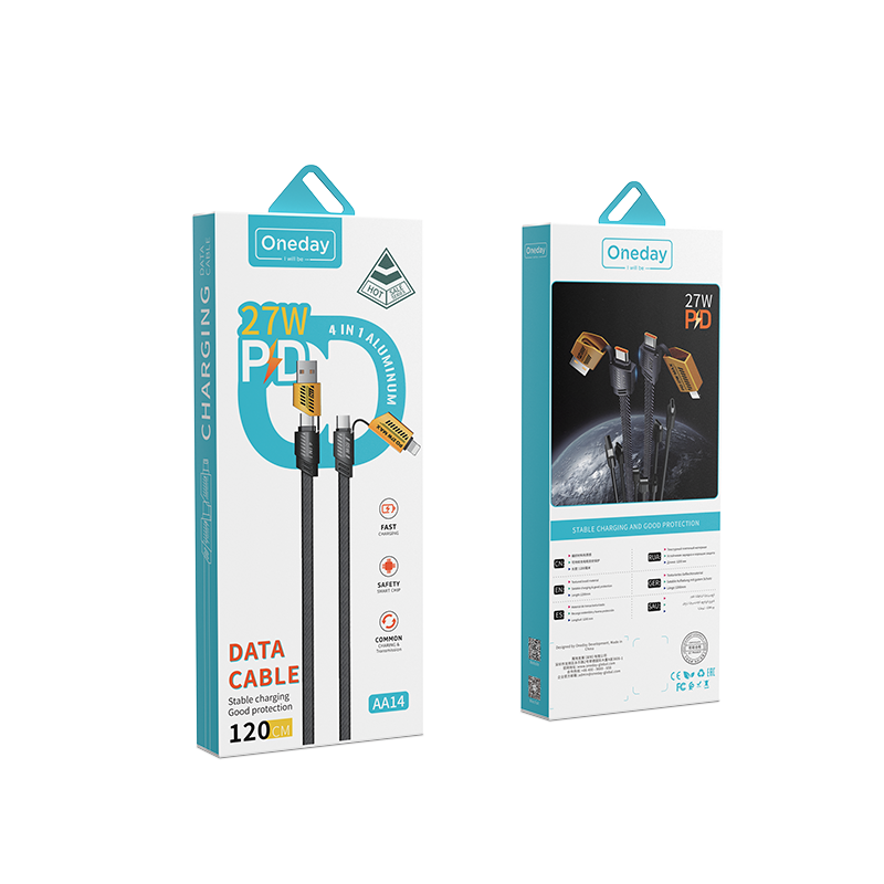 Oneday Customize AA14 4 in 1 Alluminum 120cm  fast charging data cable