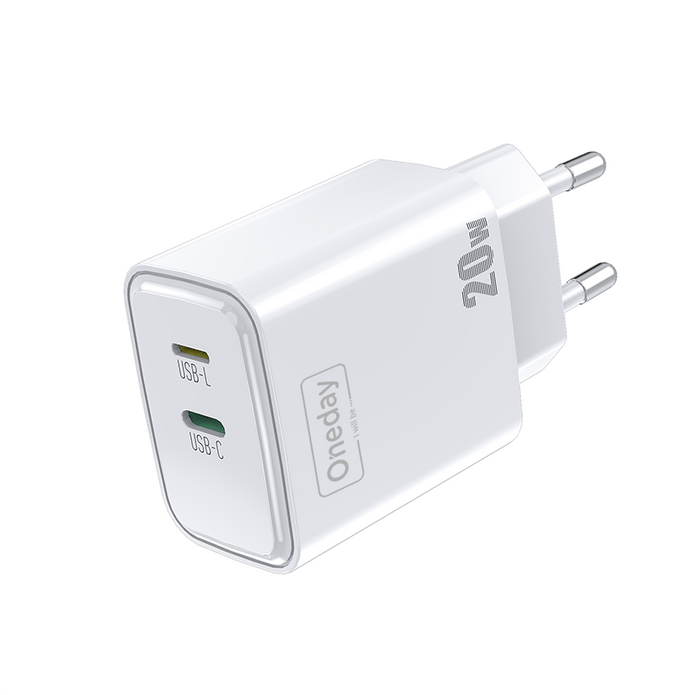 Customizable Oneday AC01 EU/US/UK  20W T-ypec +  IPH  Dual Port Charger Super Adapter Fast Charging Wall Cell Phone Charger