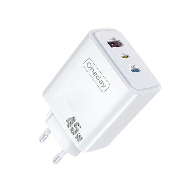 Customizable Oneday AC03 EU/US/UK  45W USB + T-ypec +  IPH  Three Port Charger Super Adapter Fast Charging Wall Cell Phone Charger