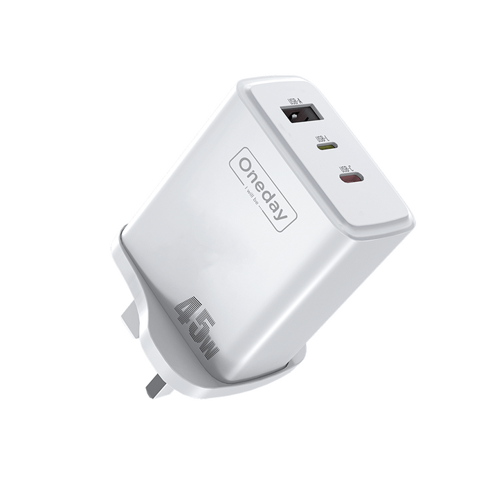 Customizable Oneday AC03 EU/US/UK  45W USB + T-ypec +  IPH  Three Port Charger Super Adapter Fast Charging Wall Cell Phone Charger