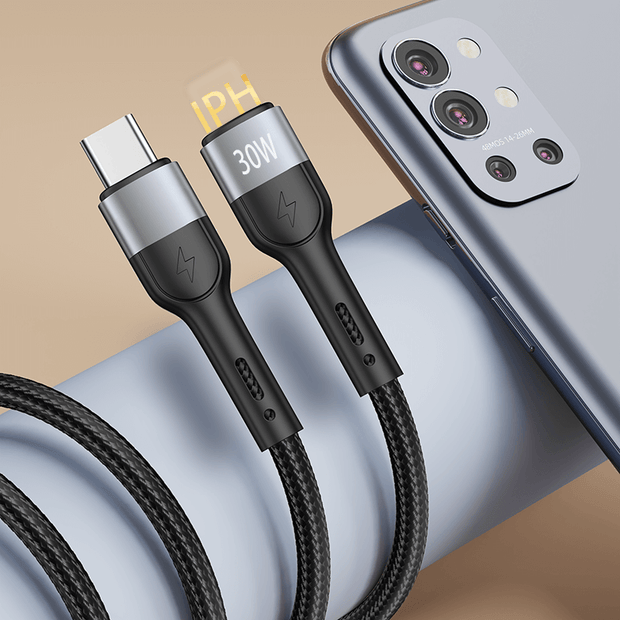 DA01 USB to T-ypec /USB to IPH 60W T-ypec to T-ypec /30W T-ypec to IPH 100cm alluminum & braid charging data cable