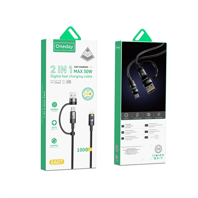 EA07 Max 60W 2 in 1 / Max 30W 2 in 1  Digital fast charging cable