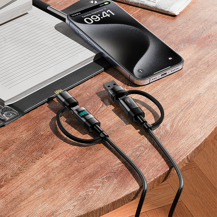 EA08 Max 60W 4 in 1  Digital fast charging cable