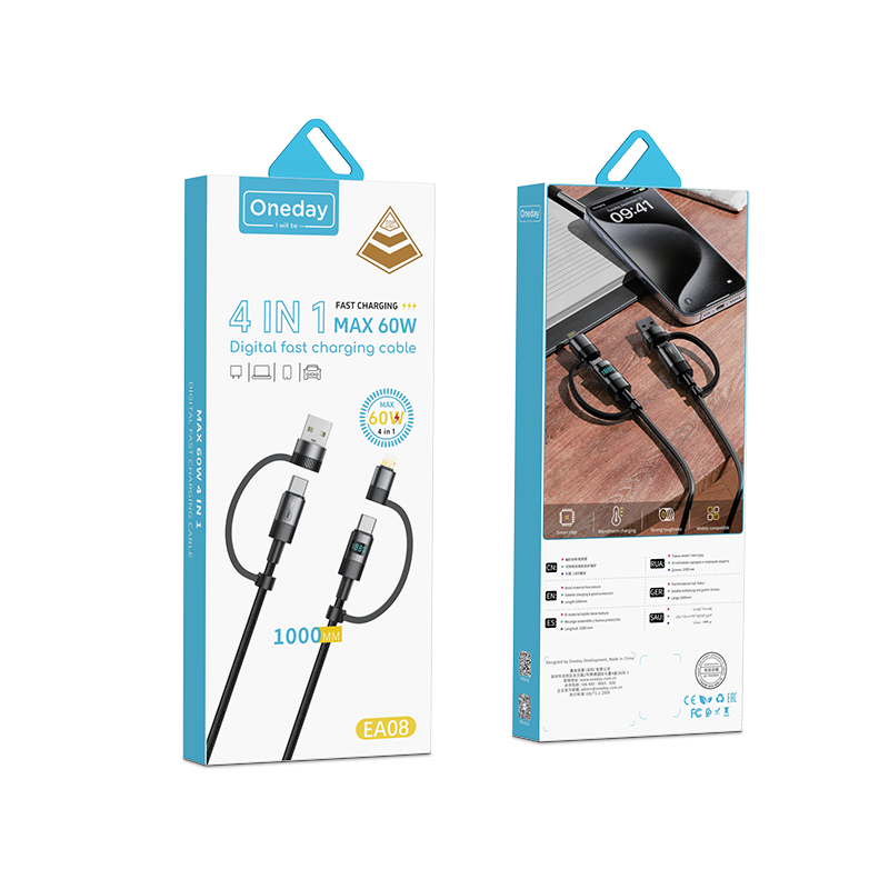 EA08 Max 60W 4 in 1  Digital fast charging cable