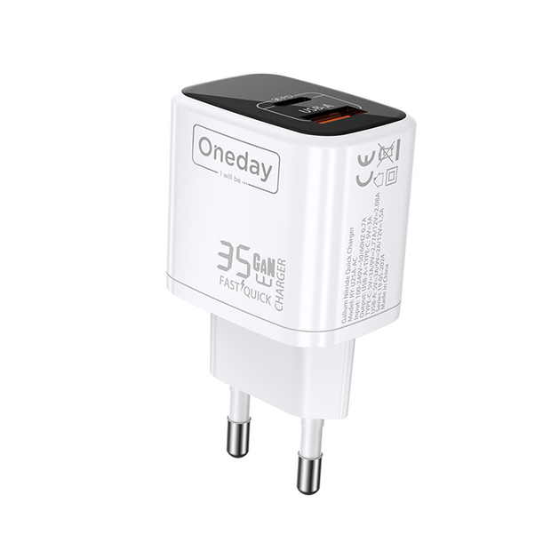 Custom Oneday EC03 45W Dual Port USB + T-ypec GaN Charger with EU Plug Fast Charging Adapters & Chargers
