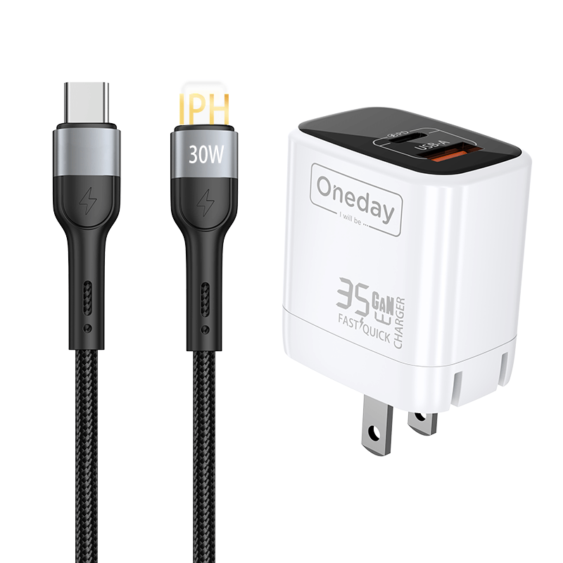 Custom Oneday EC03 45W Dual Port USB + T-ypec GaN Charger with EU Plug Fast Charging Adapters & Chargers