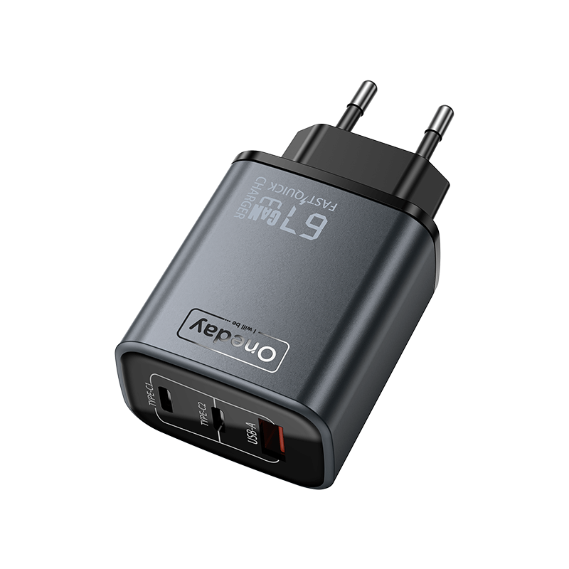 Customizable Oneday EC04 PRO EU/US 67W USB + T-ypec + T-ypec Three Port GaN Charger Fast Charging Wall Cell Phone Charger