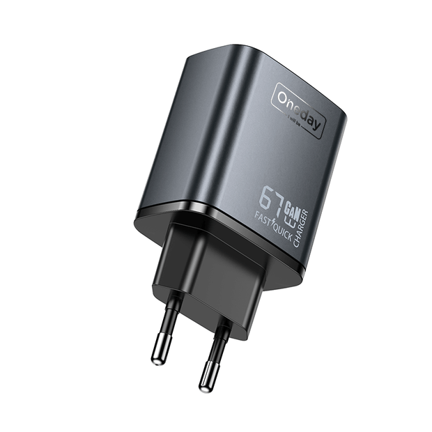 Customizable Oneday EC04 PRO EU/US 67W USB + T-ypec + T-ypec Three Port GaN Charger Fast Charging Wall Cell Phone Charger