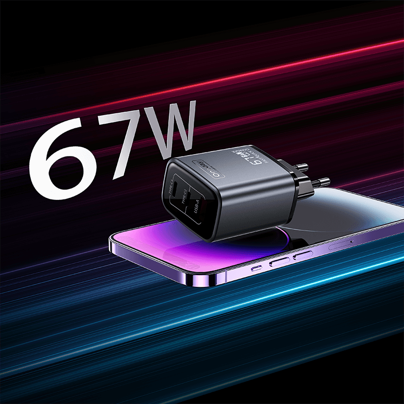 Customizable Oneday EC04 PRO EU/US 67W USB + T-ypec + T-ypec Three Port GaN Charger Fast Charging Wall Cell Phone Charger