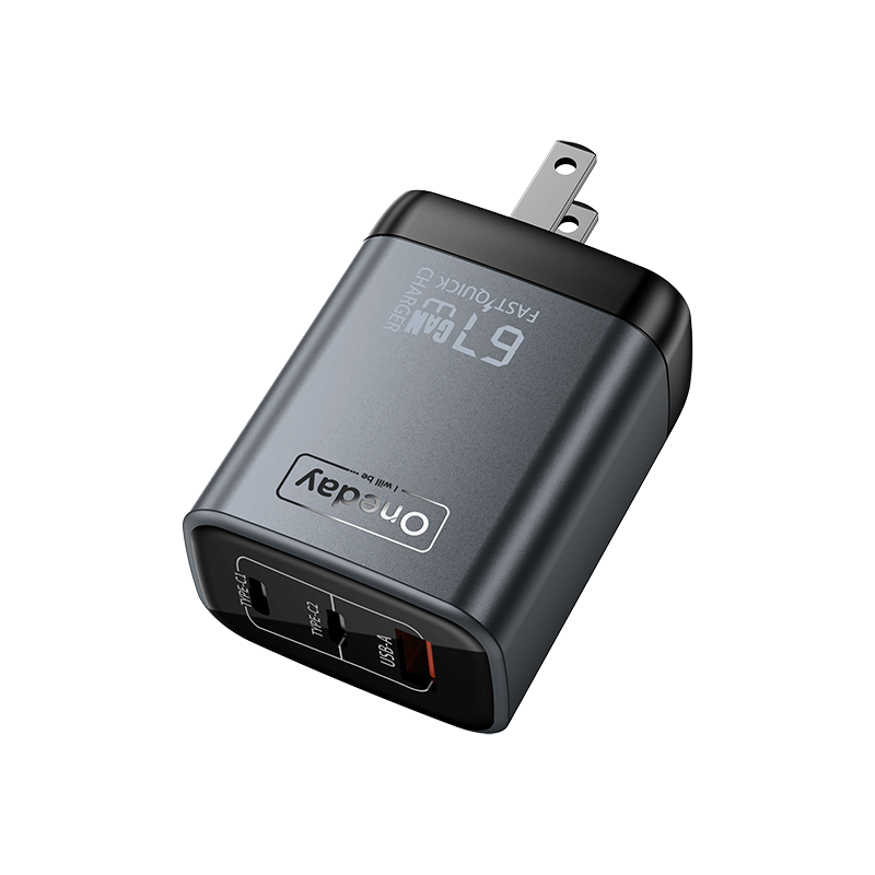 Customizable Oneday EC04 PRO EU/US 67W USB + T-ypec + T-ypec Three Port GaN Charger Fast Charging Wall Cell Phone Charger