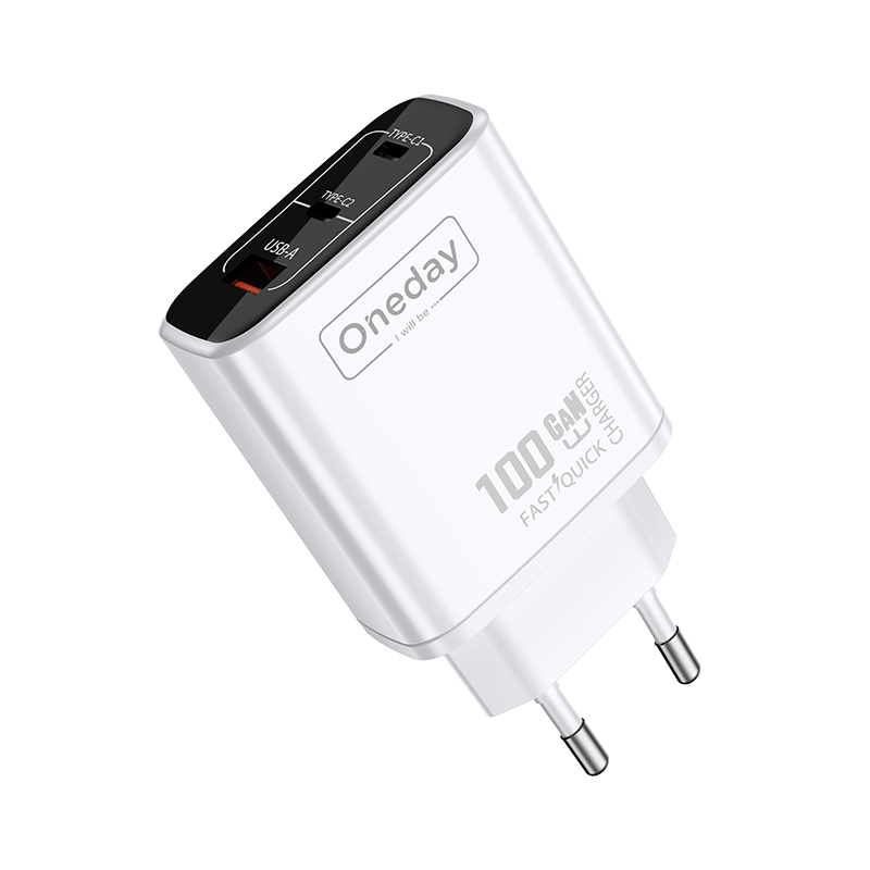 Customizable Oneday EC05 EU/US 100W USB + T-ypec + T-ypec Three Port GaN Charger Fast Charging Wall Cell Phone Charger