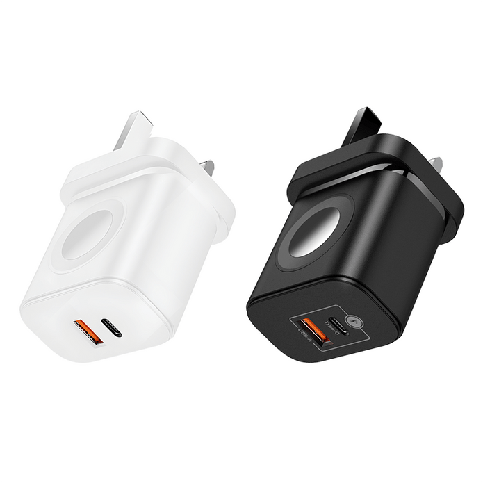 Customizable Oneday EC06 EU/US/UK 23W PD Charger & 3W Watch 2 in 1 Wireless Charger Fast Charging Wall Cell Phone Charger