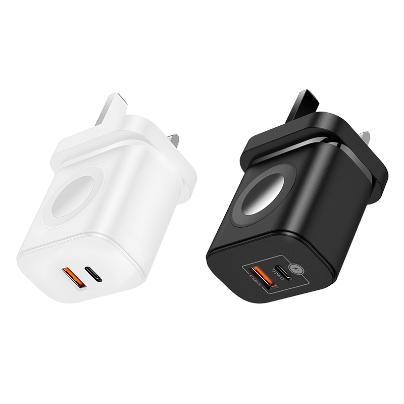 Customizable Oneday EC06 EU/US/UK 23W PD Charger & 3W Watch 2 in 1 Wireless Charger Fast Charging Wall Cell Phone Charger