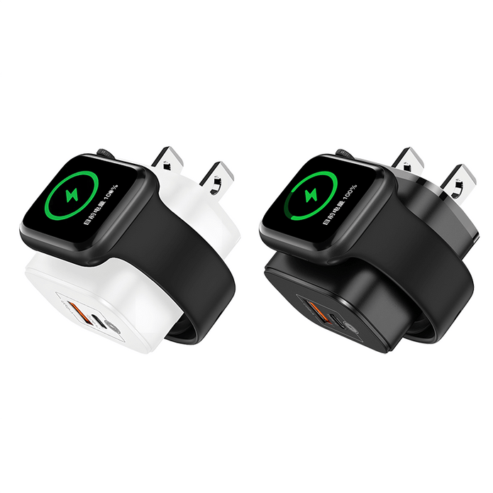 Customizable Oneday EC06 EU/US/UK 23W PD Charger & 3W Watch 2 in 1 Wireless Charger Fast Charging Wall Cell Phone Charger