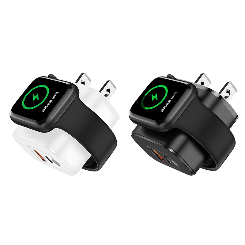 Customizable Oneday EC06 EU/US/UK 23W PD Charger & 3W Watch 2 in 1 Wireless Charger Fast Charging Wall Cell Phone Charger