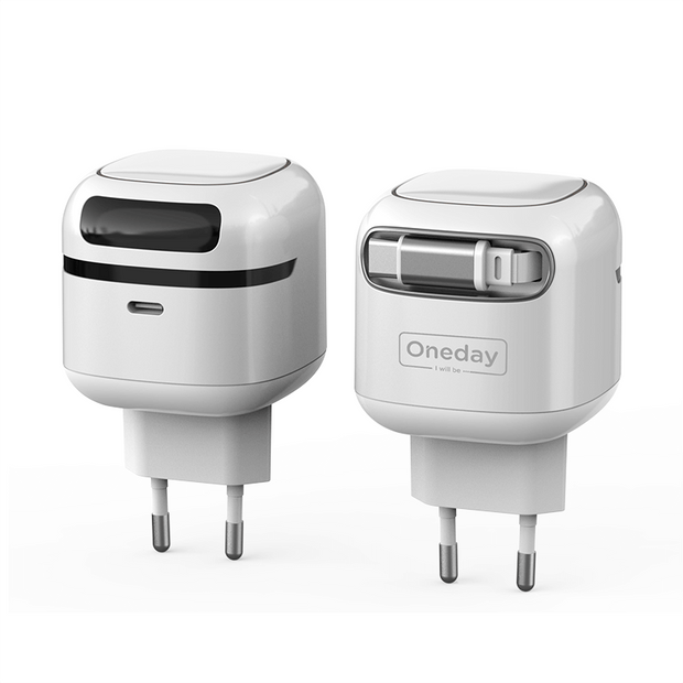 Customizable Oneday EC07 EU/US/UK Mini One 65W Super Adapter Fast Charging Wall Cell Phone Charger with Flexible T-ypec Cable