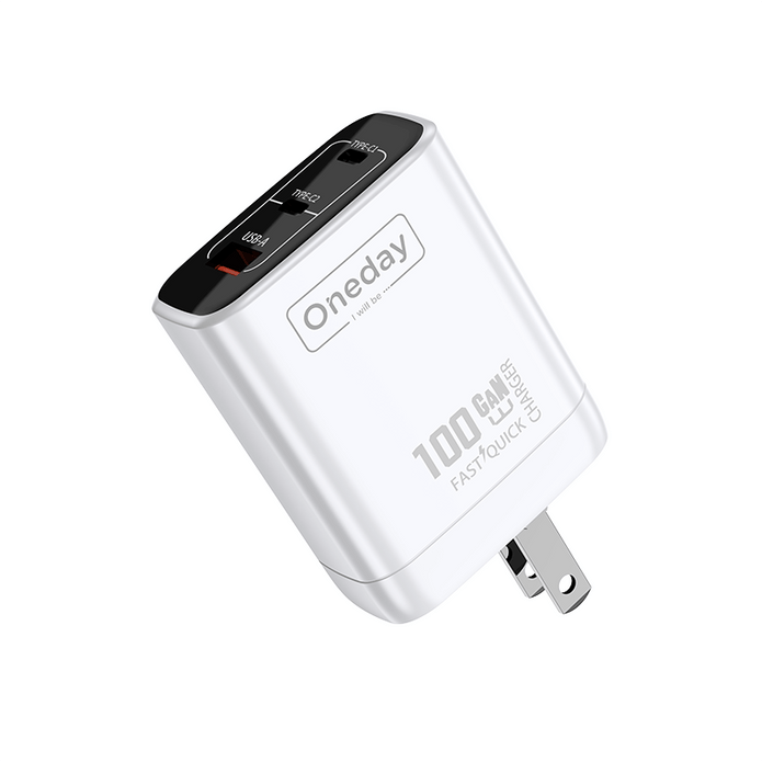 Customizable Oneday EC05 EU/US 100W USB + T-ypec + T-ypec Three Port GaN Charger Fast Charging Wall Cell Phone Charger