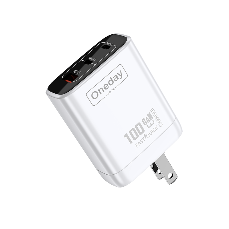 Customizable Oneday EC05 EU/US 100W USB + T-ypec + T-ypec Three Port GaN Charger Fast Charging Wall Cell Phone Charger