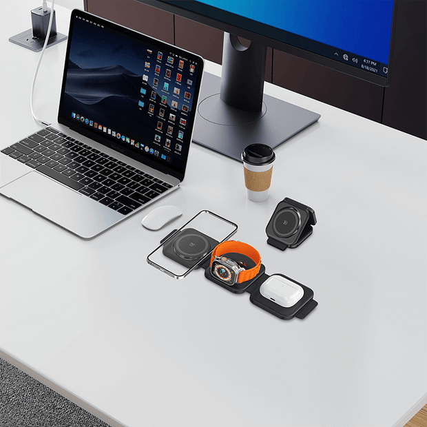 Oneday EQ02 Foldable silicone squre 3 IN 1 wireless charger