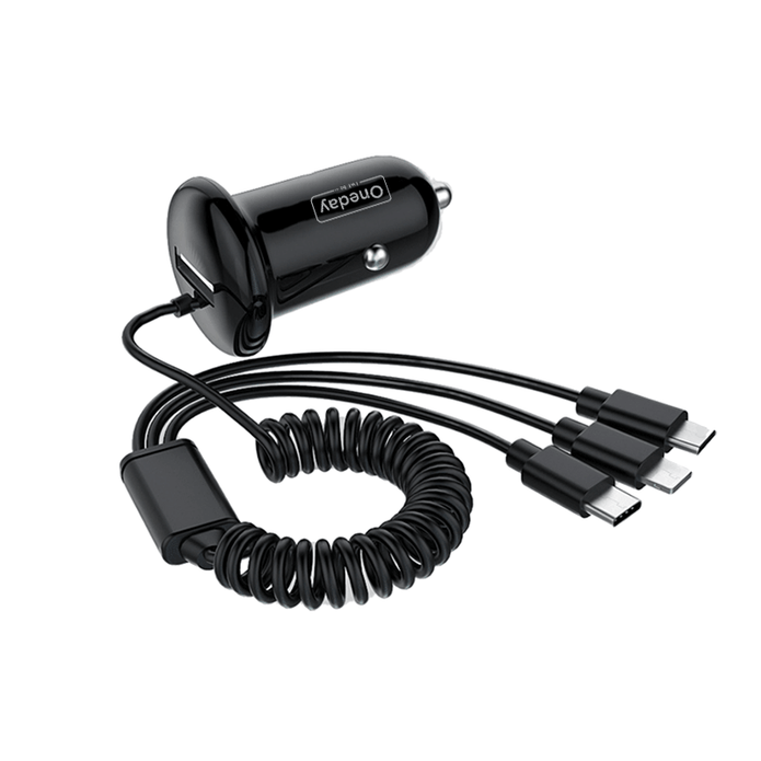 Oneday Customized ER01  USB  / TYPEC + IPH + MICRO cable 3 IN 1 car charger