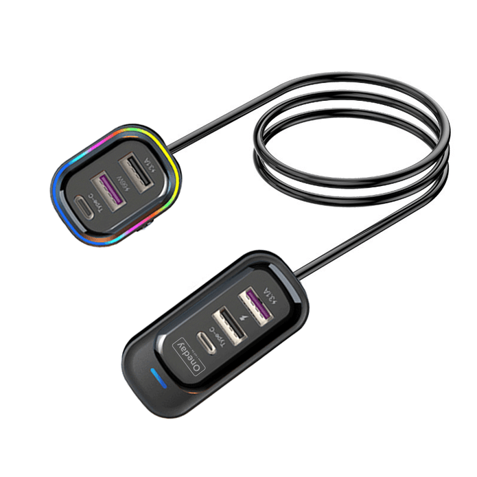 Oneday Customized ER03 81W USB * 4 + Type-c *2 extra cable car charger