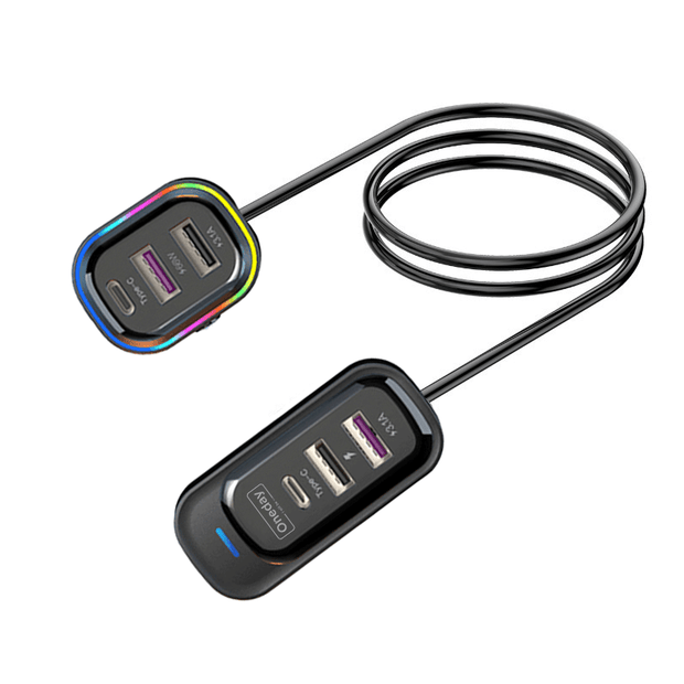Oneday Customized ER03 81W USB * 4 + Type-c *2 extra cable car charger
