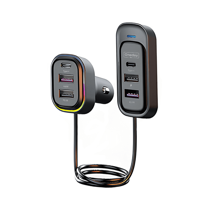 Oneday Customized ER03 81W USB * 4 + Type-c *2 extra cable car charger