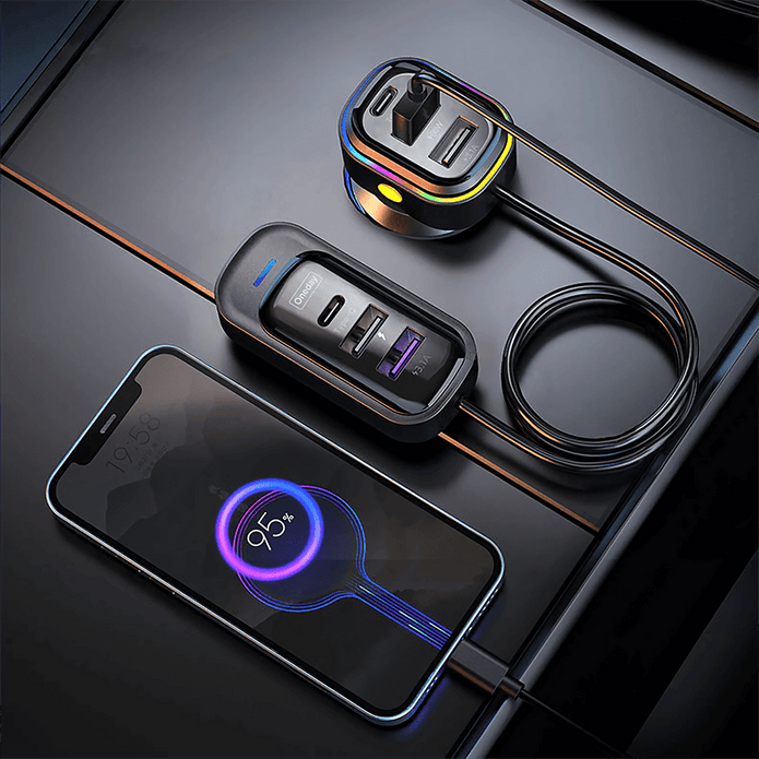 Oneday Customized ER03 81W USB * 4 + Type-c *2 extra cable car charger