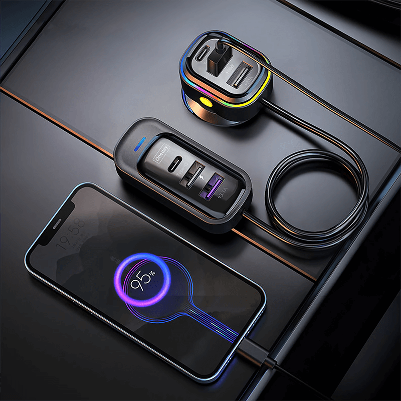 Oneday Customized ER03 81W USB * 4 + Type-c *2 extra cable car charger