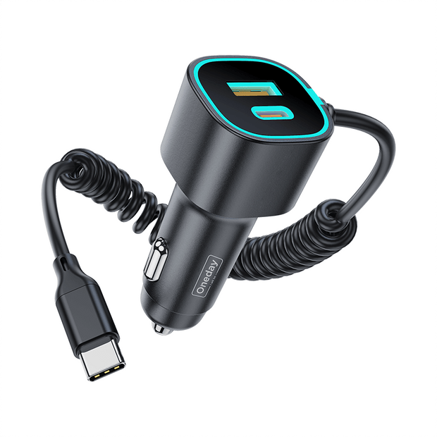 Oneday Customized ER04 LED USB + Typec with Type-c cable 48W dual port car charger