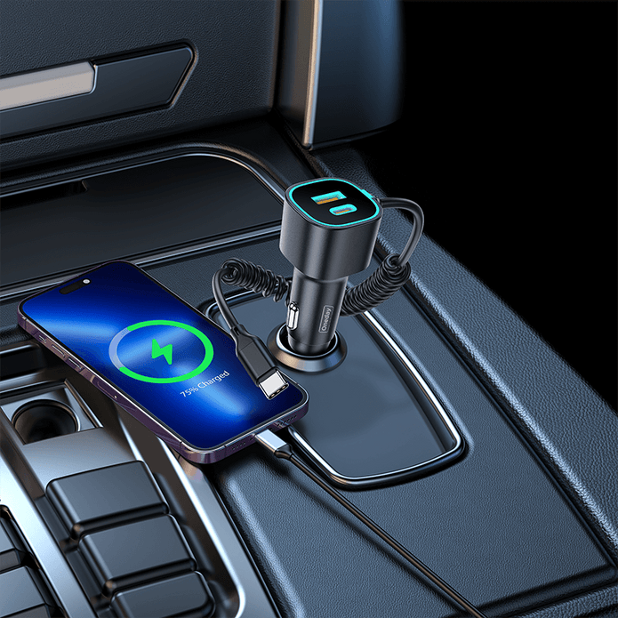 Oneday Customized ER04 LED USB + Typec with Type-c cable 48W dual port car charger