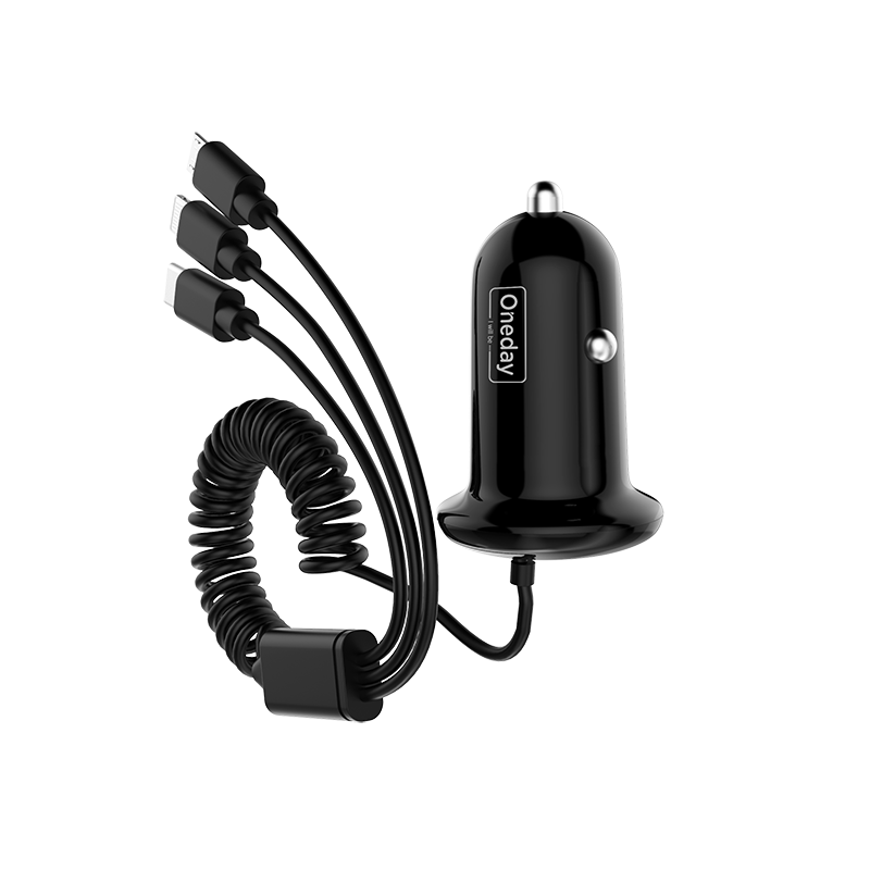Oneday Customized ER07 USB port+TYPEC cable  3 IN 1 car charger